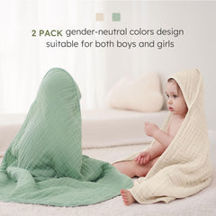 Looxii baby towels close-up highlights six-layer absorbent muslin for quick moisture pickup