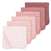 Looxii Muslin Burp Cloths pink pack folded — ultra-soft protection for mom and baby.