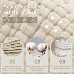 Looxii Muslin Burp Cloths absorbent 6-layer design demonstrates quick liquid absorption during burping