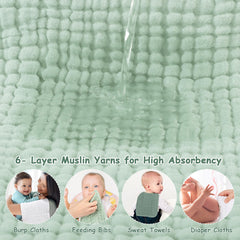 Looxii Muslin Burp Cloths in white and green color for versatile daily care