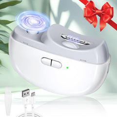 LOQOMI electric nail clipper 2-in-1 design for shaping and polishing nails.