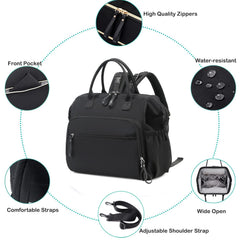 Loradi convertible-diaper-bag-tote anti-theft back zipper protects belongings on the go.