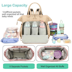 LORADI convertible diaper bag tote with stroller buckle attachment for hands-free strolling.