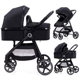 LORTSYBAB 2-in-1 stroller folded for easy storage and travel convenience.