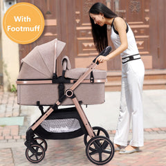 LORTSYBAB 2-in-1 stroller beige one-handed folding action for quick storage