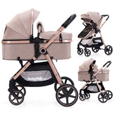 LORTSYBAB 2-in-1 stroller beige front view shows compact travel-ready design