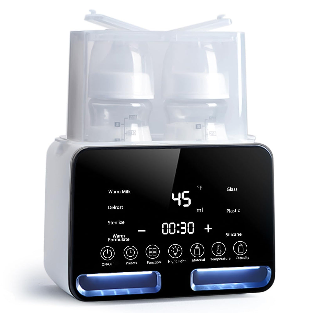 Losbenco double bottle warmer with LED display for precise temperature control.