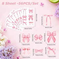 Lotusamber pink bow wall stickers 56-pieces offer versatile bedroom decor