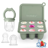 Lovbaby baby-fruit-feeder demonstrates safe self-feeding with frozen puree bites.