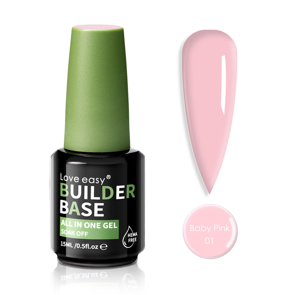 Love easy packaging for baby pink builder gel highlights salon-grade base coat quality.