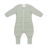 Love to Dream Sleep Suit Olive Bees front view with warm 2-in-1 feet