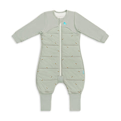 Love to Dream Sleep Suit Olive Bees front view with warm 2-in-1 feet