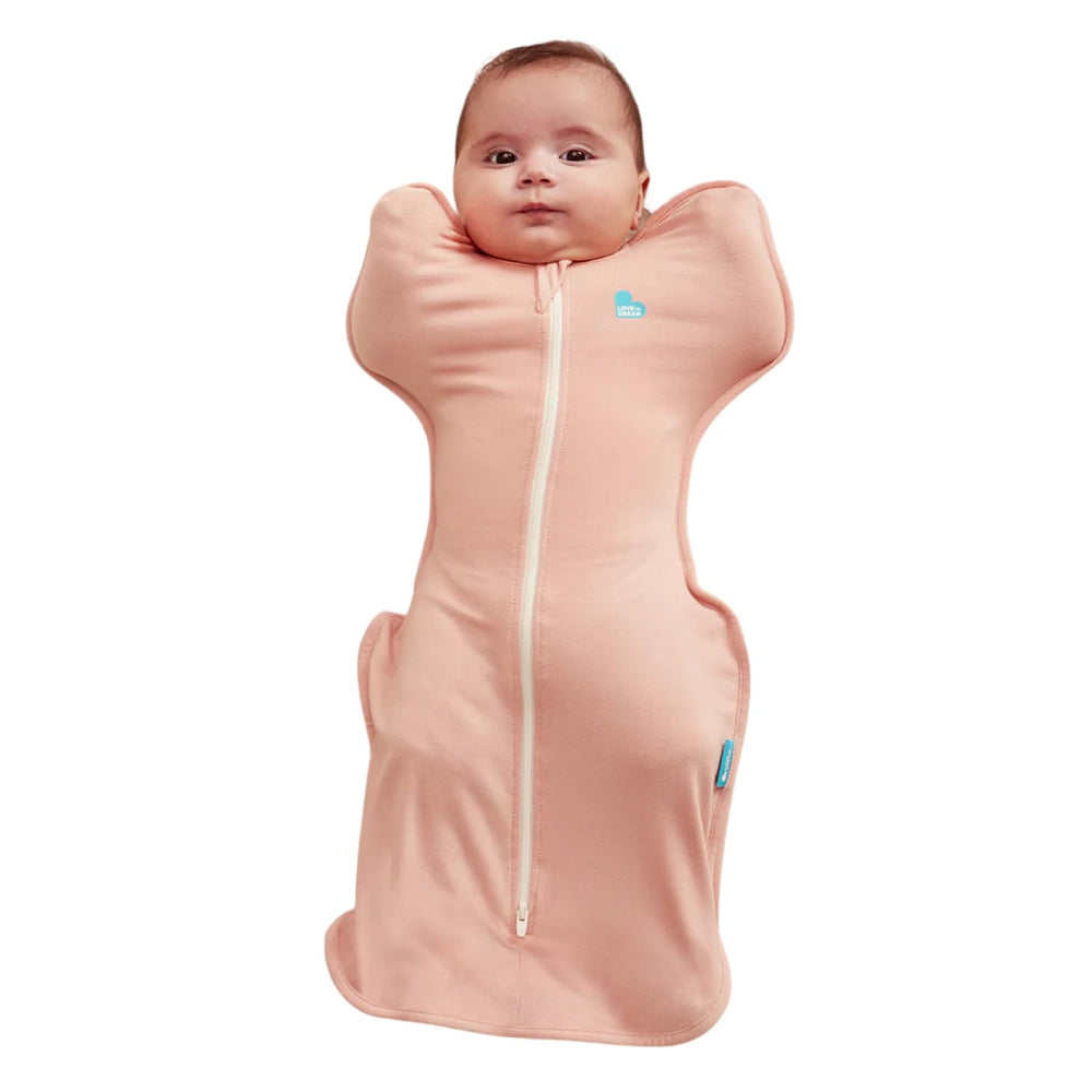 Love to Dream Swaddle Up Blush arm-up sleeping baby for secure self-soothing and calm sleep.