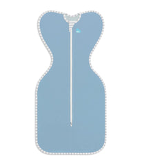 Love to Dream Swaddle UP dusty blue snug shoulder fit with hip freedom.