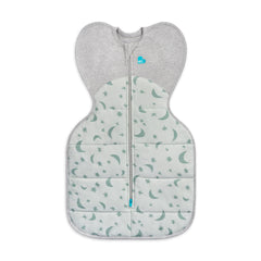 Love to Dream Swaddle Up Extra Warm olive front view shows secure arms-up sleep