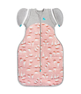 Love to Dream Swaddle Up Transition Bag Warm front view shows cozy pink Silly Goose warmth