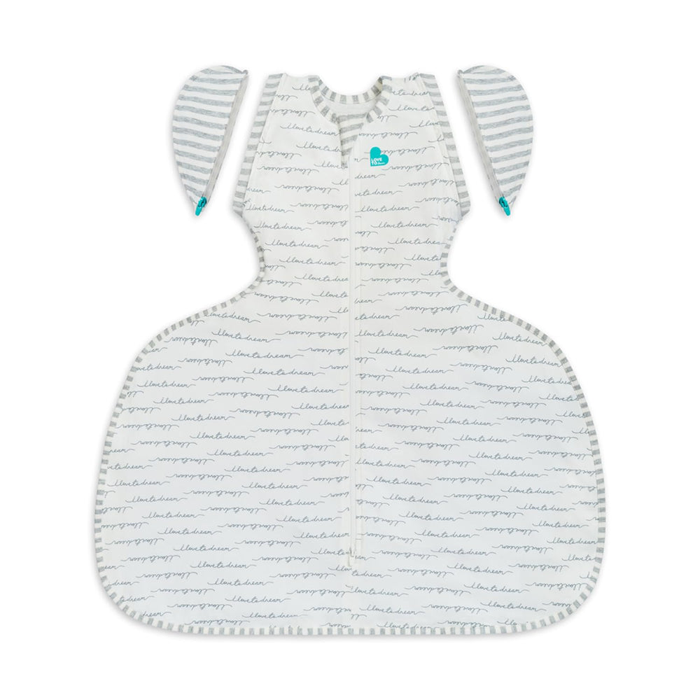 Love to Dream Swaddle Up Transition Bag pink silly goose exterior supports smooth arm transition