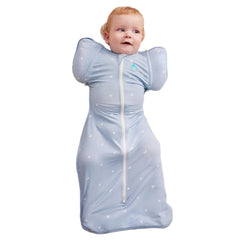 Love To Dream Swaddle Up Transition Bag with zip-off wings promotes gradual arms-free sleep.