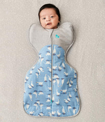 Love to Dream Warm Swaddle Up arms-up self-soothing with Dusty Blue Silly Goose