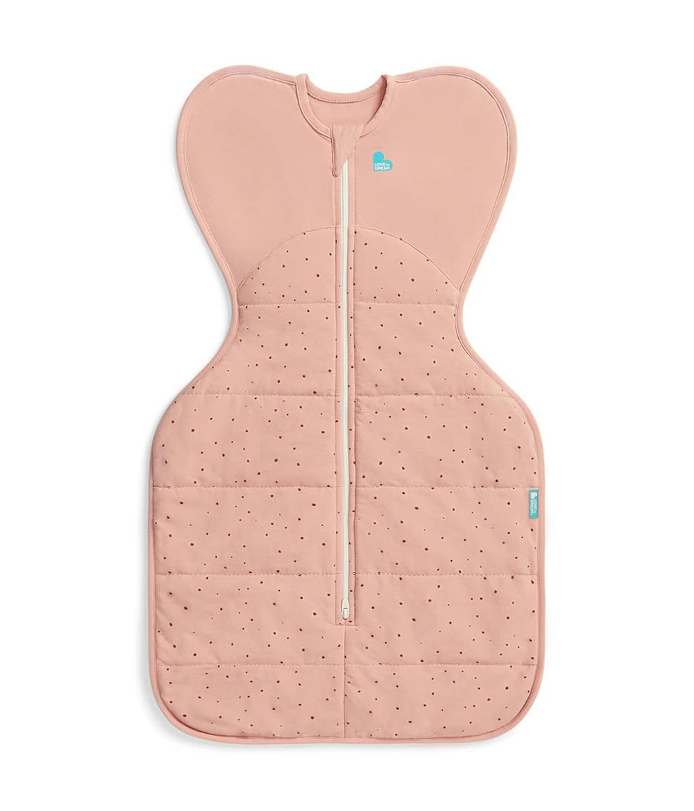 Love To Dream Warm Swaddle Up Rose front view supports snug sleep