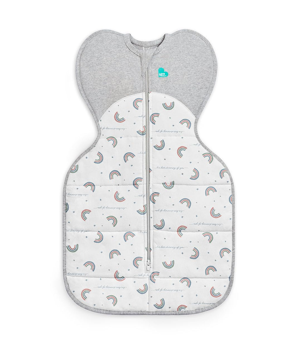 Love to Dream Warm Swaddle Up 2.5 Tog sleep sack with arms up for secure self-soothing.