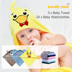 Lovely Care 24-count washcloths for baby cleansing and rinsing