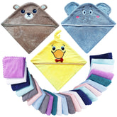 Lovely Care hooded towel in bear design with plush velvet feel for gentle newborn drying