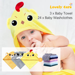 Lovely Care 24-count washcloths for gentle cleansing and rinsing