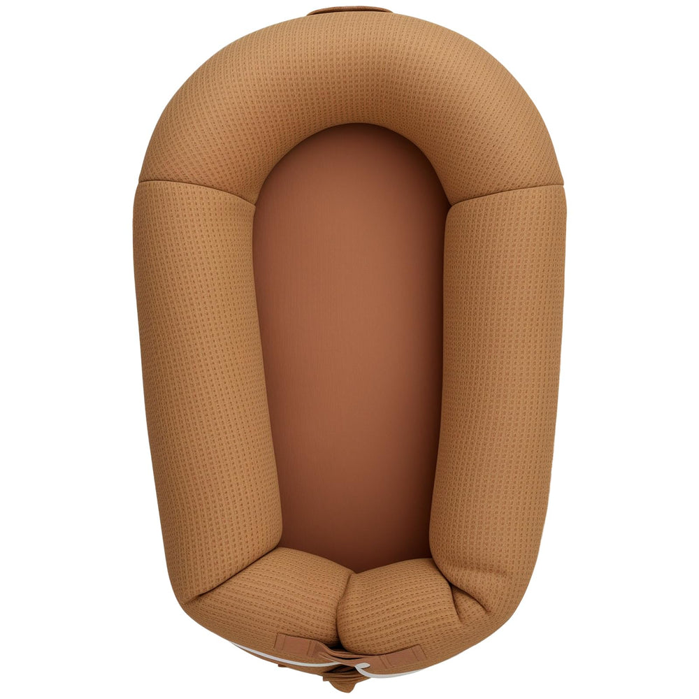 LOVE MAGE baby lounger in breathable cotton brown for skin-friendly naps.
