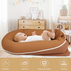 LOVE MAGE baby lounger features soft mesh sides for better breathability.