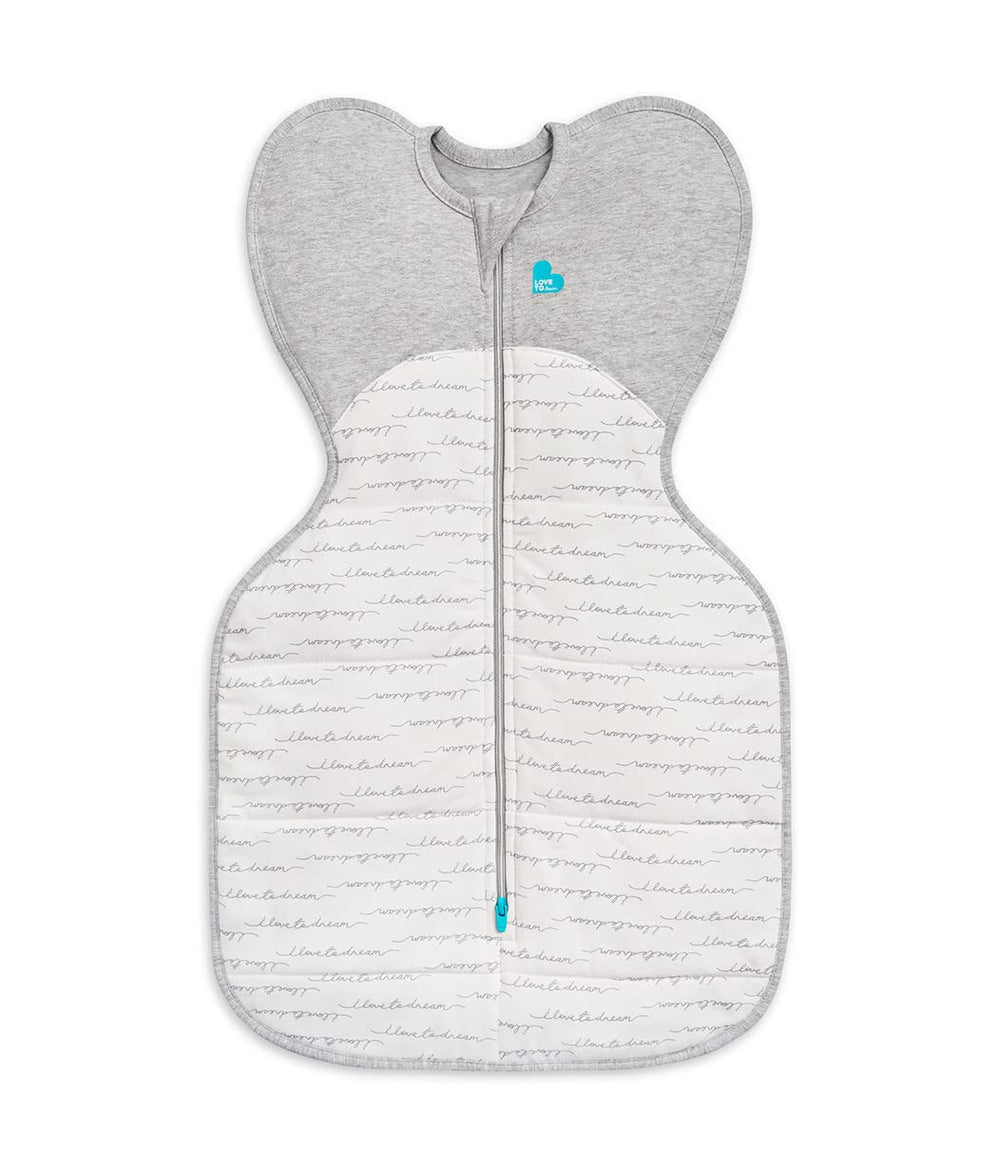 Love to Dream Warm Swaddle Up 2.5 Tog close-up showing snug shoulder fit for self-soothing.
