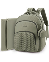 LOVEVOOK bean green diaper bag backpack with open compartments for quick organization.