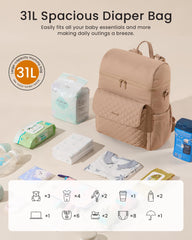 LOVEVOOK diaper bag backpack durable water-resistant fabric with chic design