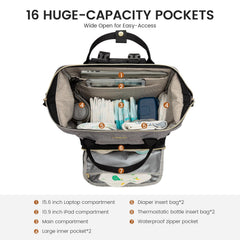 LOVEVOOK diaper bag backpack insulated bottle pockets maintain feeds at the right temperature.