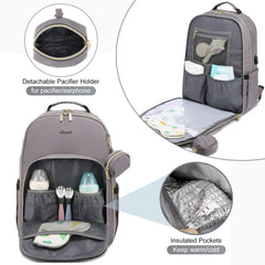 LOVEVOOK diaper bag interior with multiple compartments for organized baby gear.