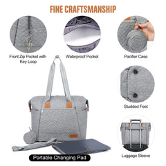 LOVEVOOK Diaper Bag Tote changing pad included for comfortable diaper changes.