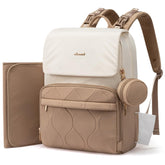 LOVEVOOK diaper bag backpack beige front view highlights stylish organization for everyday parenting.