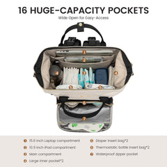 LOVEVOOK diaper bag backpack insulated bottle pockets keep bottles at temperature on the go.