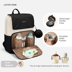 LOVEVOOK diaper bag backpack side pockets keep wipes and diapers within reach.