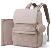 LOVEVOOK diaper bag camel front view shows spacious main compartment for quick packing.