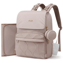 LOVEVOOK diaper bag camel front view shows spacious main compartment for quick packing.