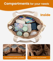 LOVEVOOK diaper bag tote interior compartments keep diapers and outfits neatly arranged.