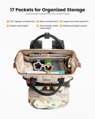LOVEVOOK Puffer Backpack interior layout reveals 21 pockets for easy organization.