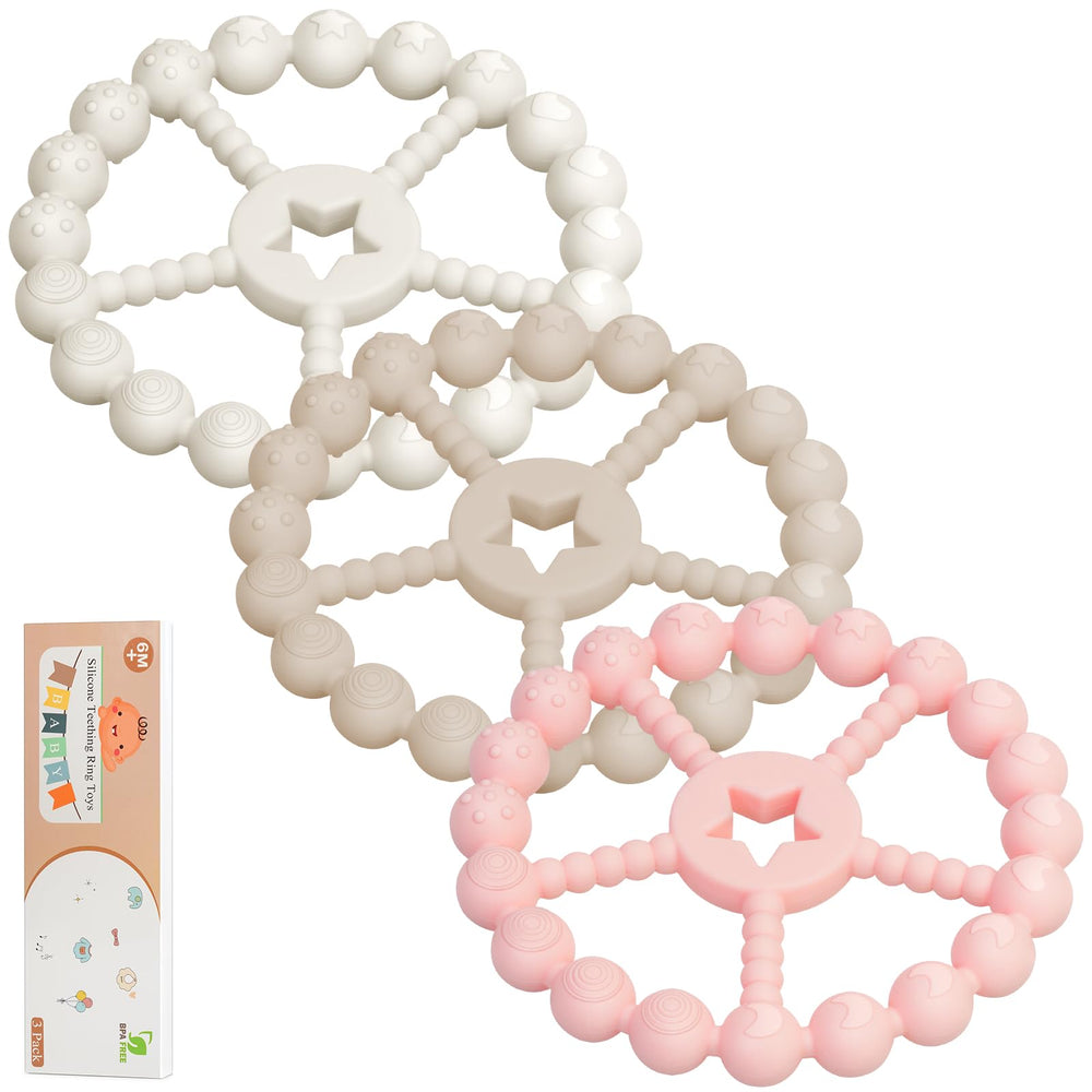 Loviomad baby teether ring with heart texture for gentle gum massage