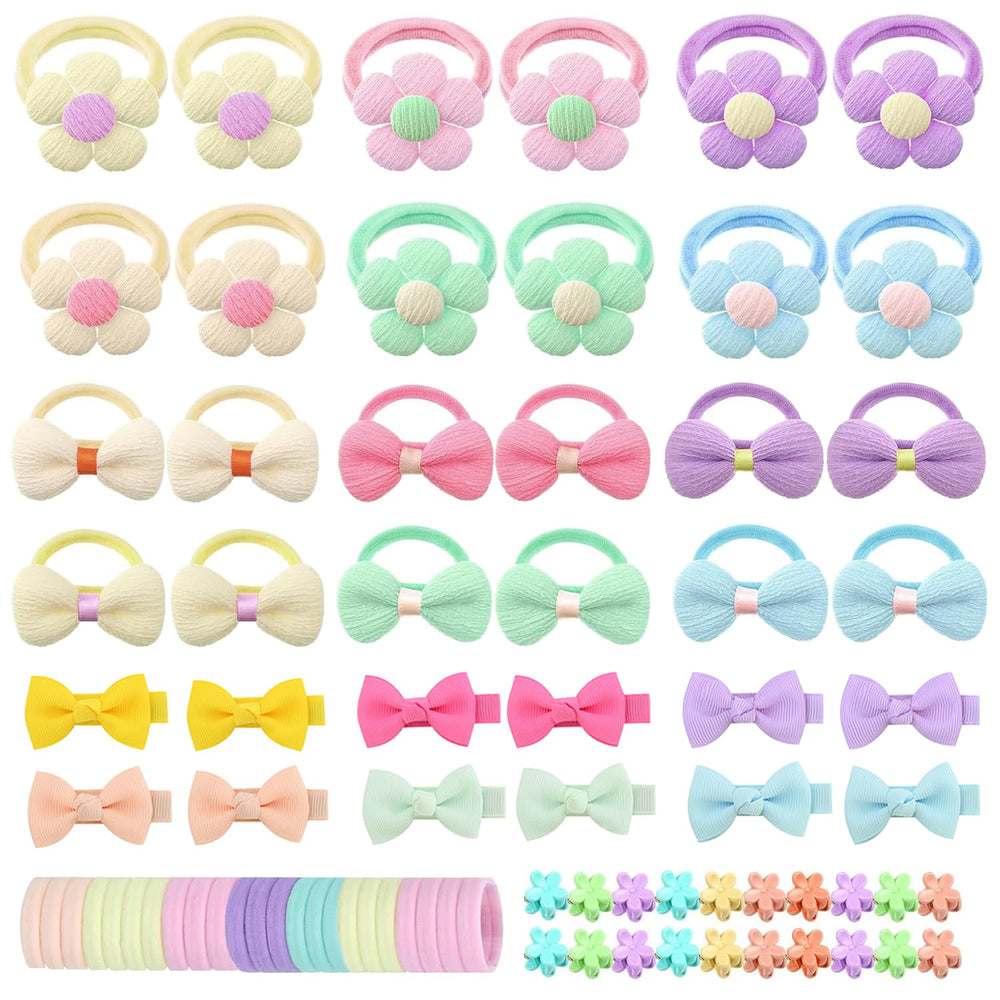 Lovyan flower hair ties close-up with soft colors for daily ponytails