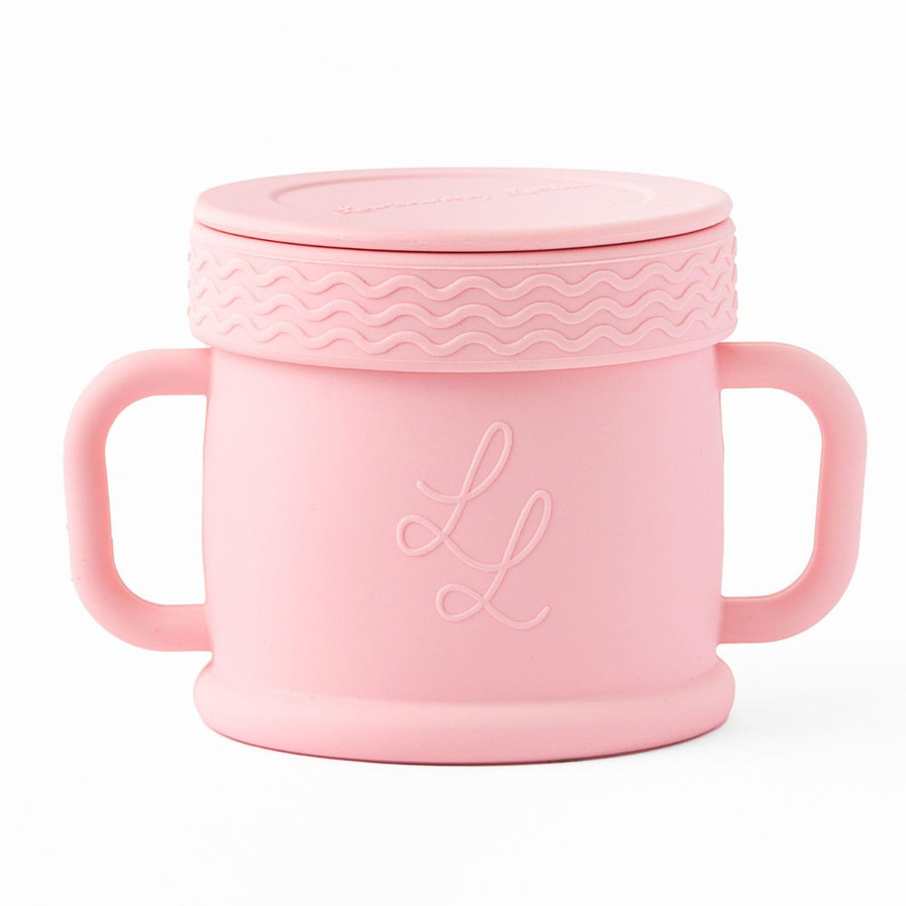 Lowcountry Littles Coastal Cup with petal lid assembly demonstrates spill-free design for toddlers