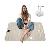 LOYDBDT Grounding Mat beige bed view shows soft cotton surface for potential deeper sleep.