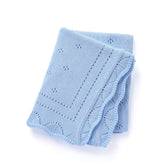 Loyfoky Baby Blanket with soft-knit blue fabric for newborn comfort and snuggles.