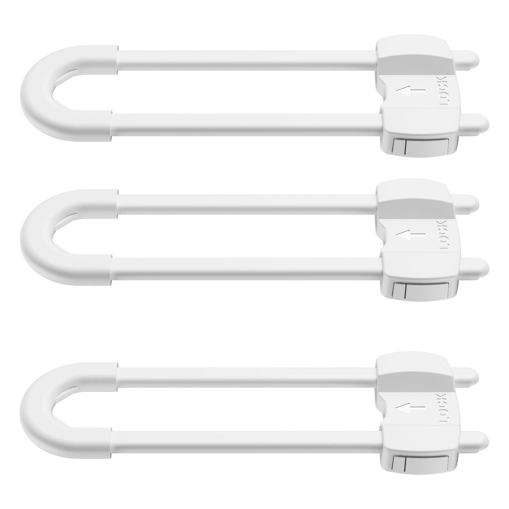 LRANFOW U-Shaped Cabinet Lock clips securely without drilling for safer cabinets.