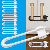 LRANFOW U-shaped cabinet lock on door for quick no-drill safety.